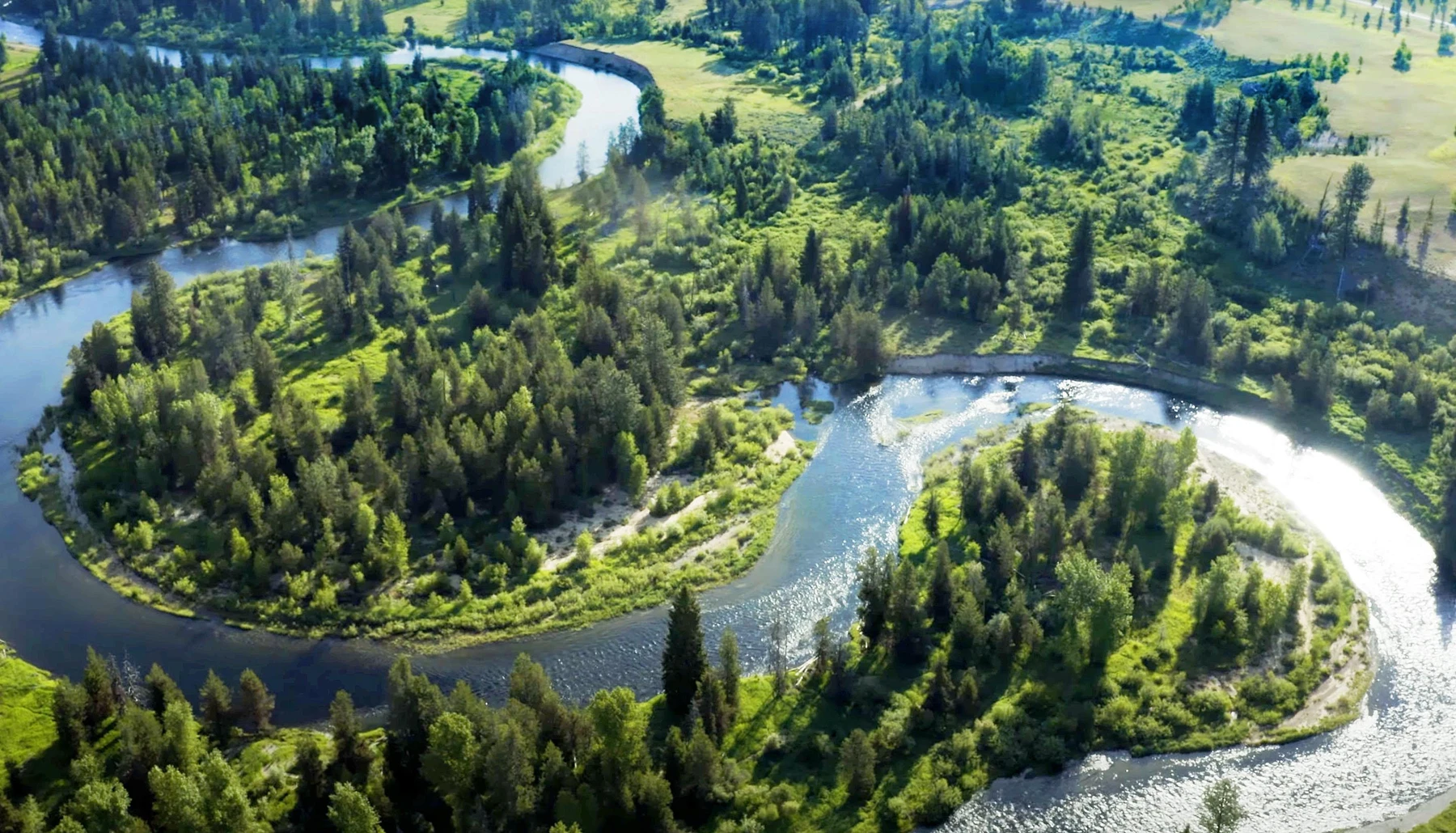 Aerial view of River Ranch in McCall, Idaho