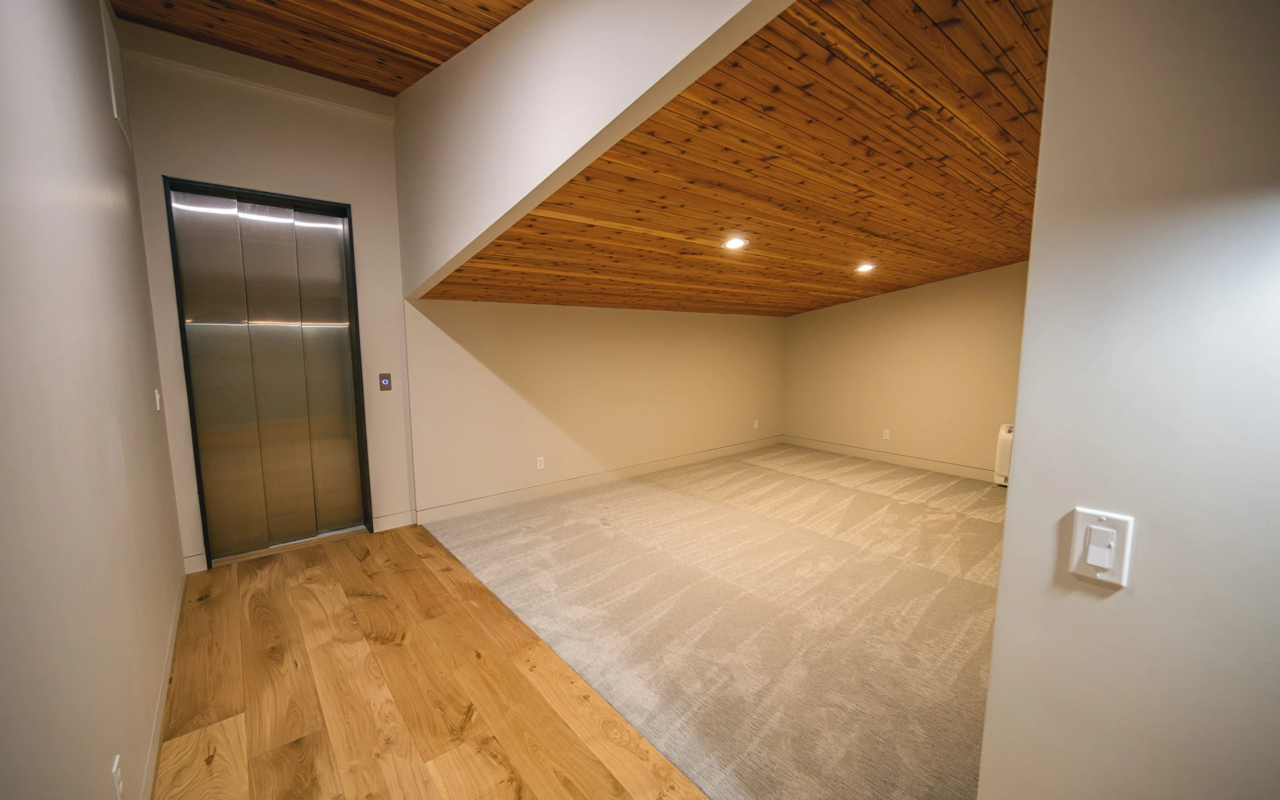 Interior detail in the Modern Elegance custom home near McCall, showing wood finishes.