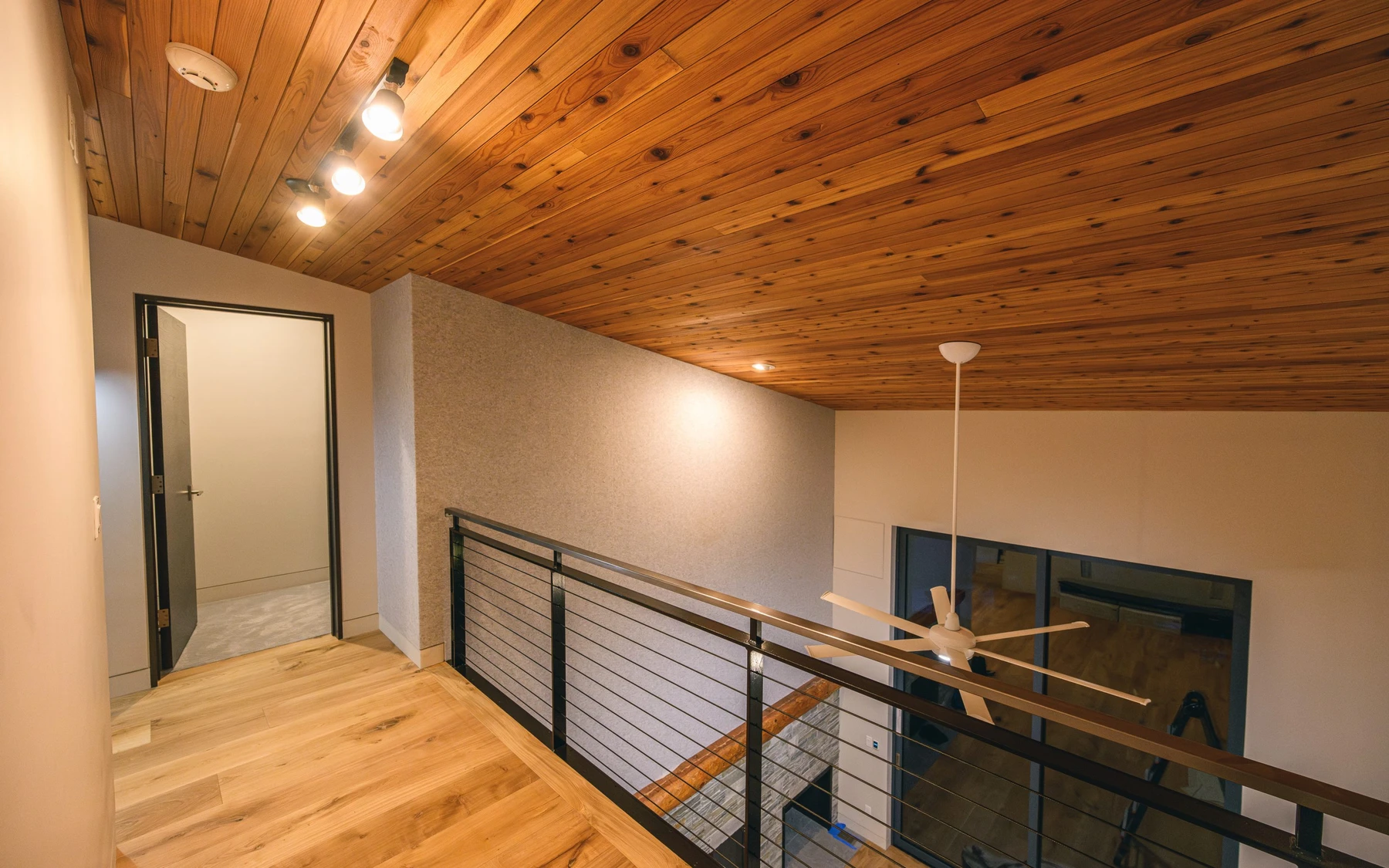 Interior detail in the Modern Elegance custom home near McCall, showing wood finishes.